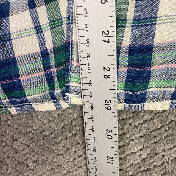 Fat Face Baird McNutt Irish Linen Shirt Men's Large Blue Green White Pink Button - Picture 9 of 12